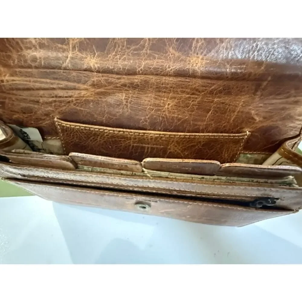 Durkee’s Express Leather Passport Holder Travel Organizer Carmel Brown Vintage